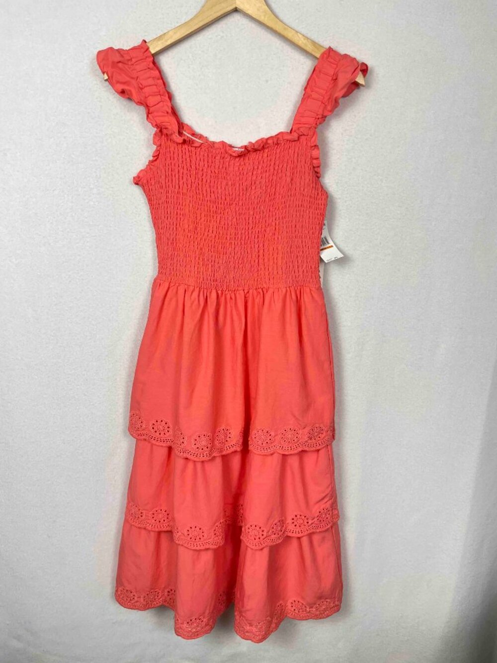 Blueberi Boulevard NWT Coral Smocked Tiered Sleeveless Sundress Womens Size M